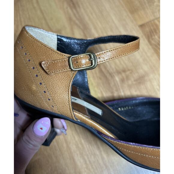 Au BANNISTER Mary Jane style heeled shoes Brown Leather Bow Chic Classic Retro - Picture 6 of 13